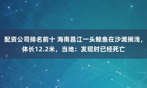 配资公司排名前十 海南昌江一头鲸鱼在沙滩搁浅，体长12.2米，当地：发现时已经死亡